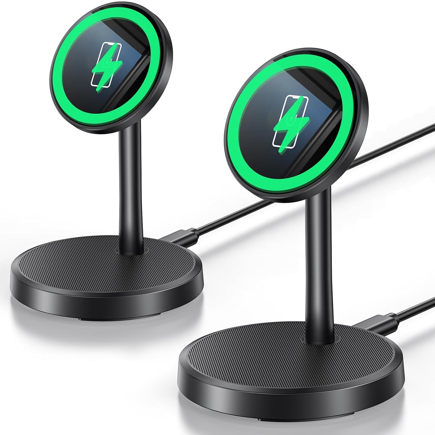 Magnetic Wireless Charger iPhone, 2 Pack 15W Fast Mag-Safe Charger Stand for iPhone 17/17 Air/17 Pro/17 Pro Max 16/15/14/13/12 Series, Wireless Charging Station for Pad/AirPods(Black)
