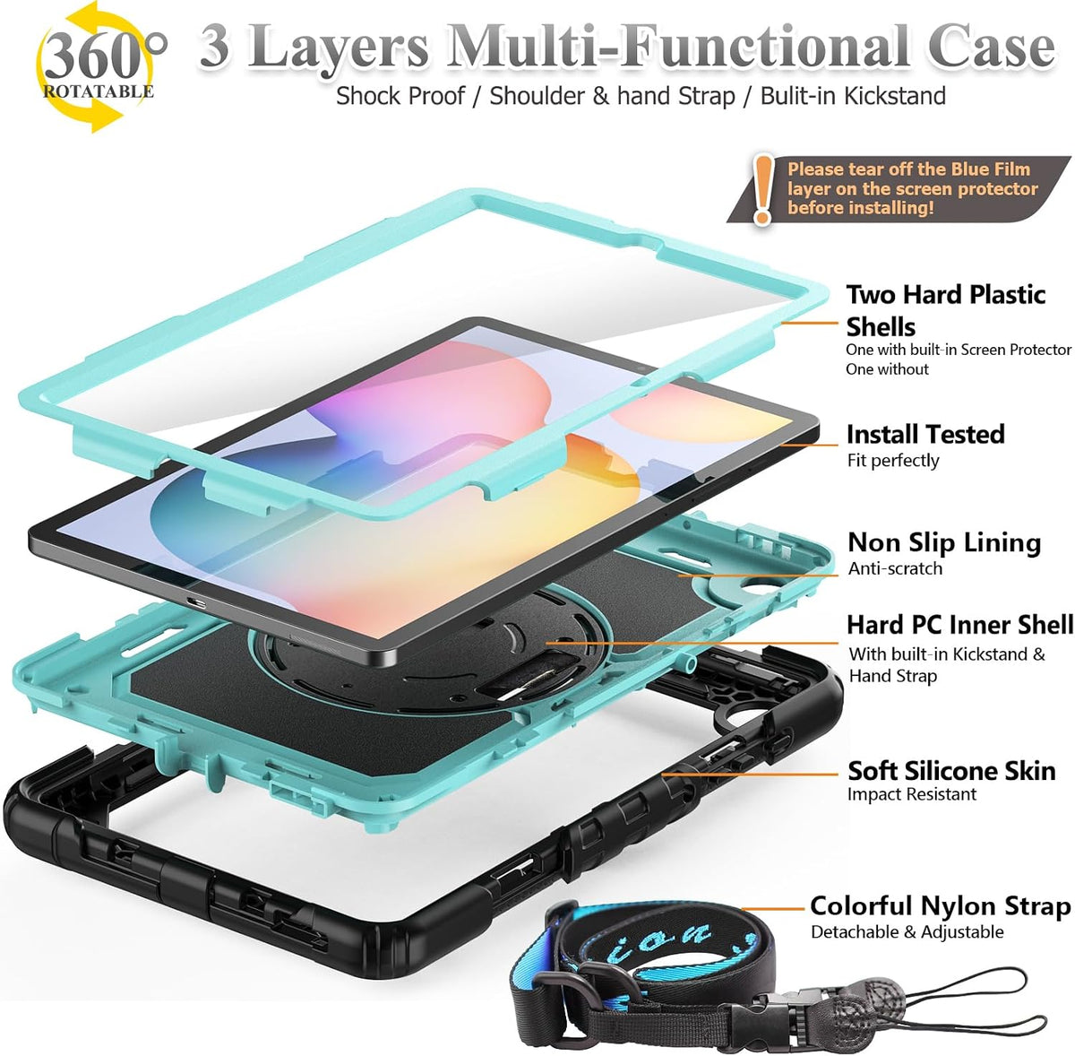 SEYMAC stock Case for Samsung Galaxy Tab S6 Lite (2024-2020) 10.4'' SkyBlue