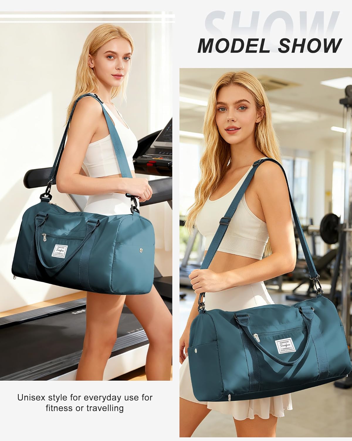 Gym Bags Womens Mens with Shoes Compartment and Wet Pocket Travel Duffel Bag for Women for Plane Sport Gym Tote Bags Swimming Yoga Waterproof Weekend Overnight Bag Carry on Bag Hospital Holdalls