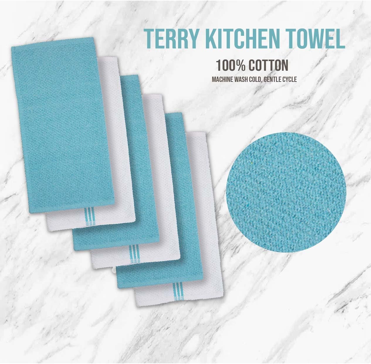 Lane Linen 16Pc Kitchen Towel Set - Heat Resistant Oven Mitts & Pot Holders, Reusable Dish Cloths, Absorbent Hand Towels - Aqua