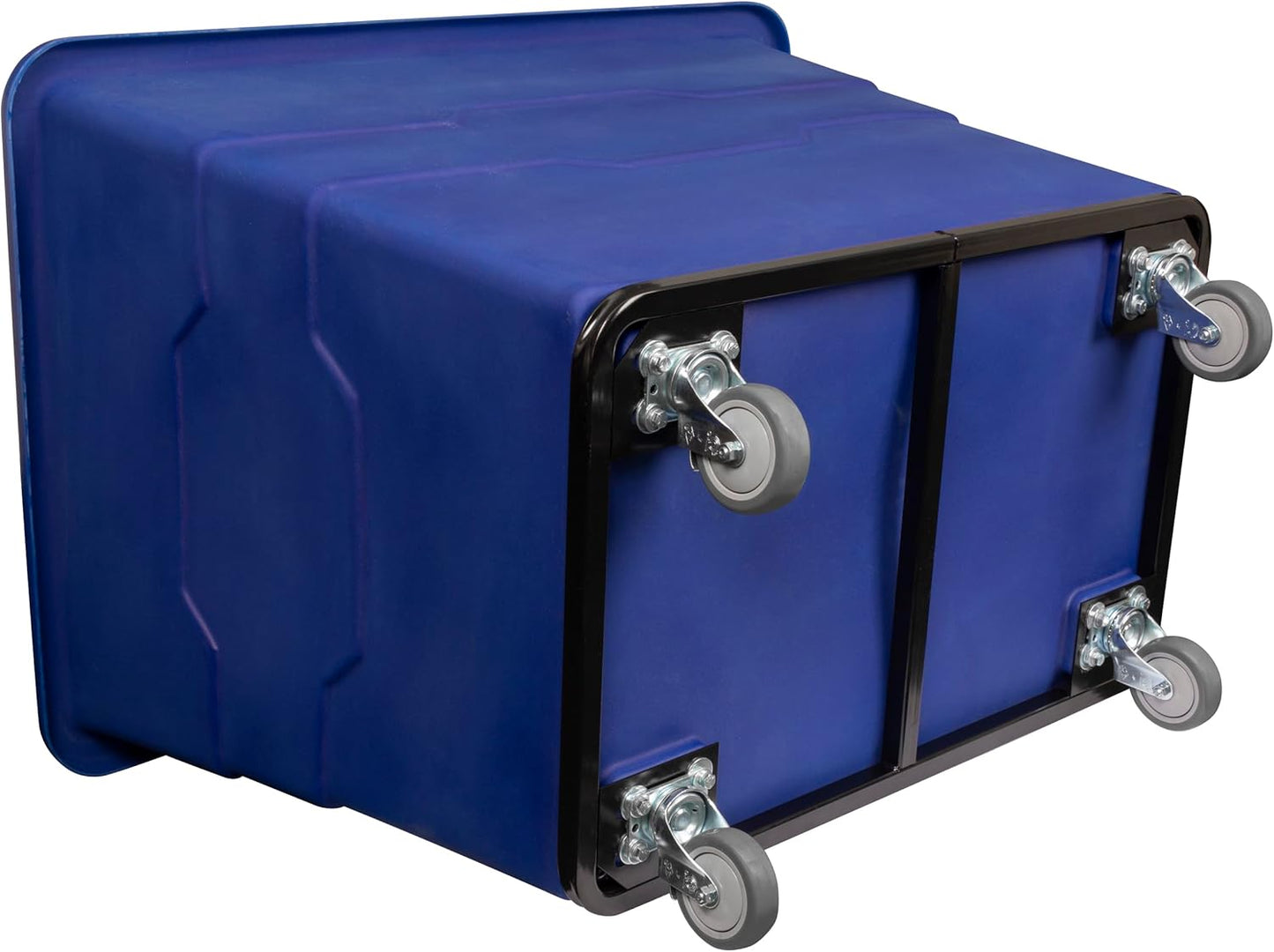 ReadySpace Commercial 16 Bushel Utility Cart with Steel Base, Poly Box Basket Truck, Laundry Cart, and Rolling Trash Bin, 47-Inch x 34.75-Inch x 35.5-Inch, 1000 Pound Weight Capacity, Blue