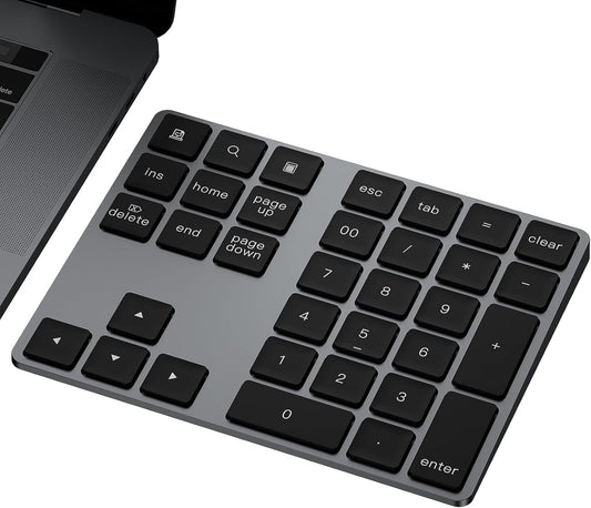 JOYEKY Bluetooth Number Pad, Wireless Numeric Keypad | Number Pad for Laptop,USB-C Rechargeable,34-Keys Bluetooth Numeric Keypad