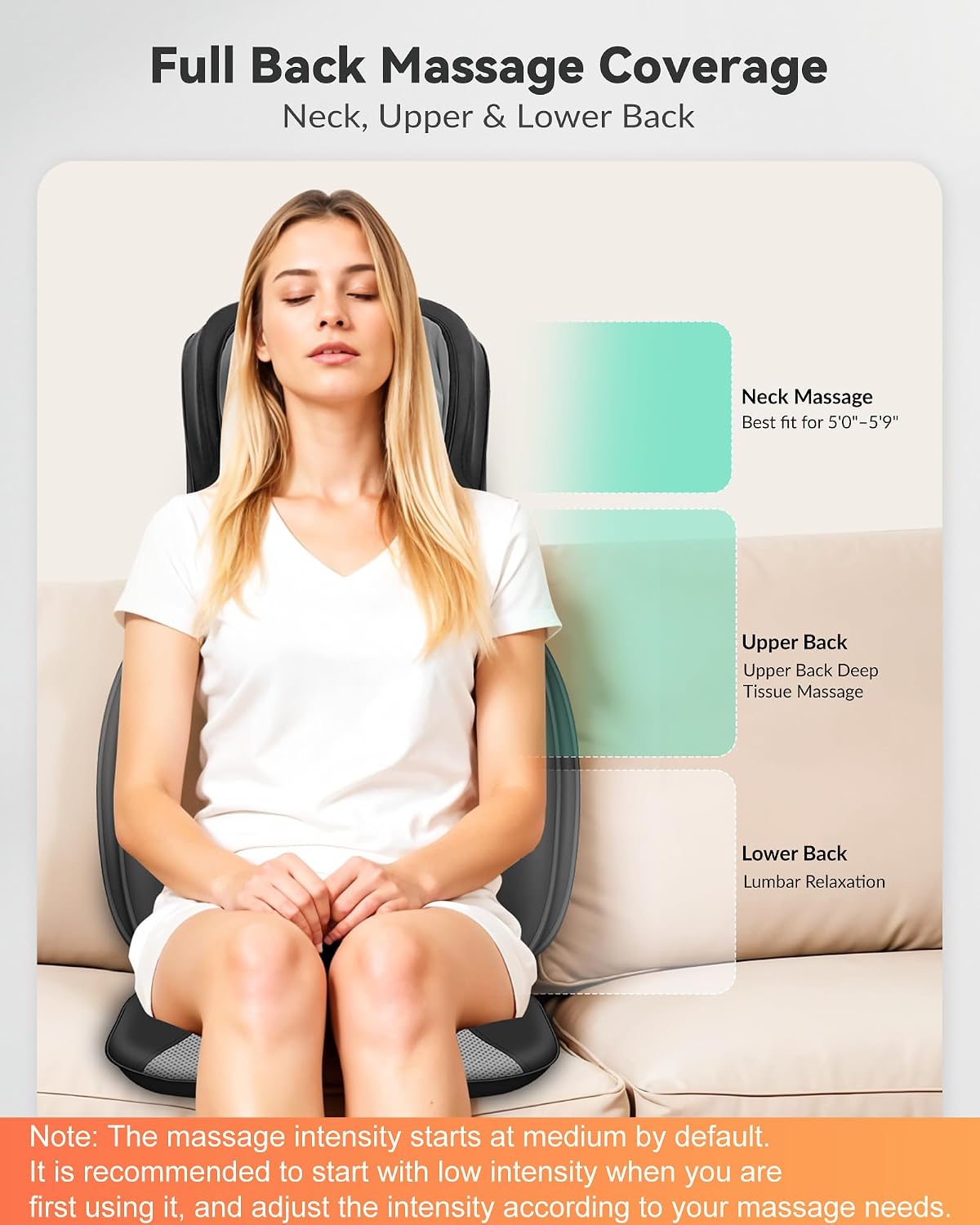 Snailax Back Massager with Heat, Shiatsu Massage Chair Pad for Home Office