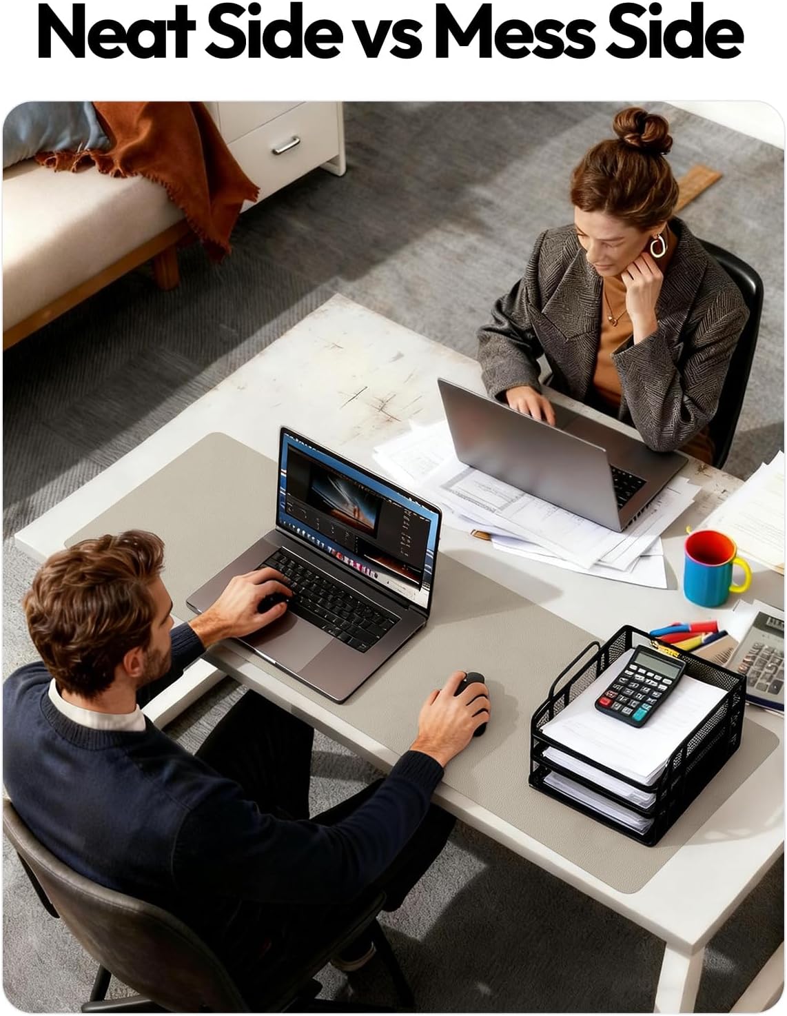 YSAGi Desk Protector&Blotter, Non-Slip Waterproof Leather Mouse Pad