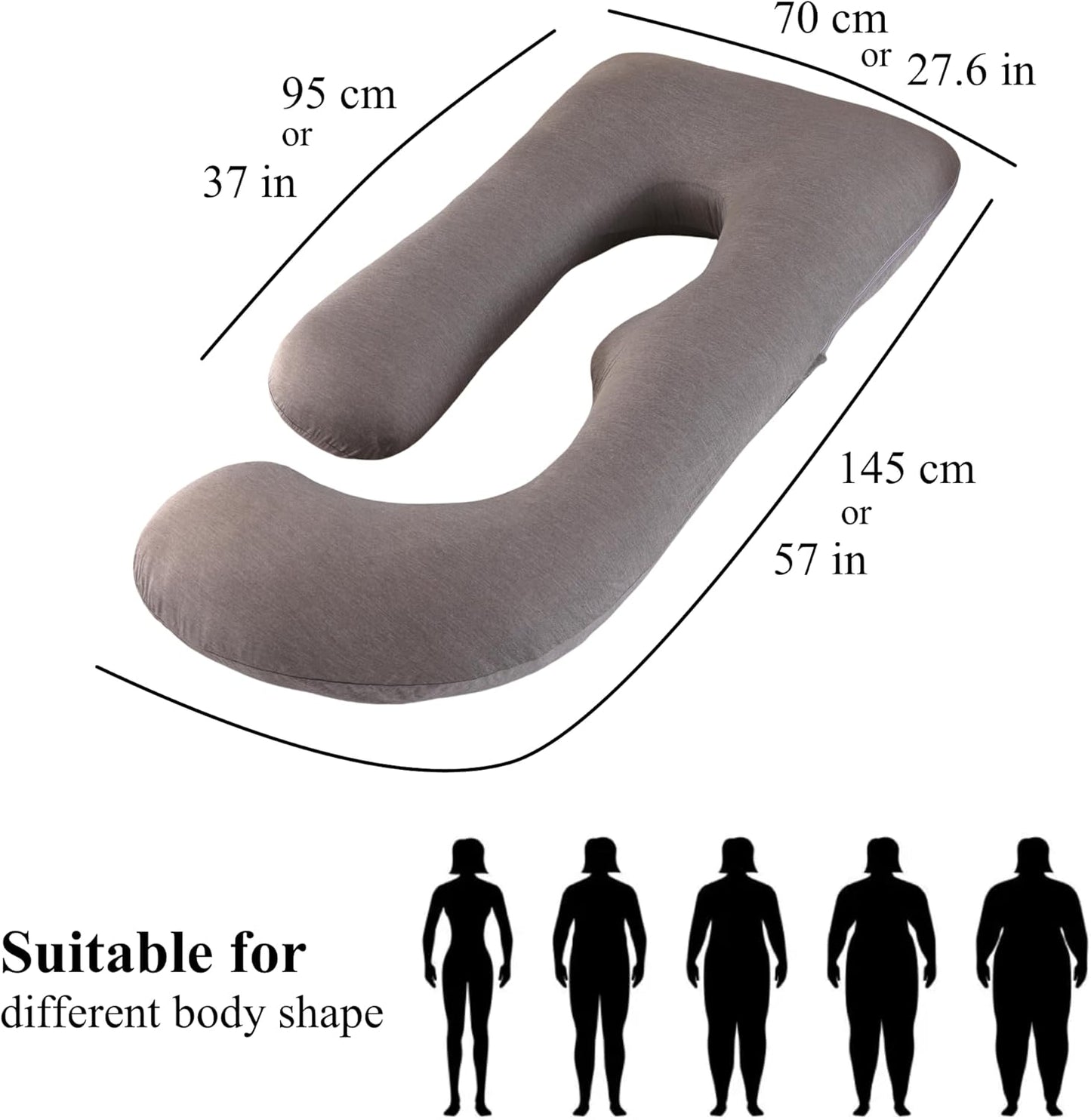 ALLOPERA Pregnancy Pillow, Full Body Maternity Pillow 57 inch, with Removable Washable Cover - Sleep Support for Legs, Back, Neck, Shoulder, HIPS, Belly for Pregnent Women (Cooling Cover)