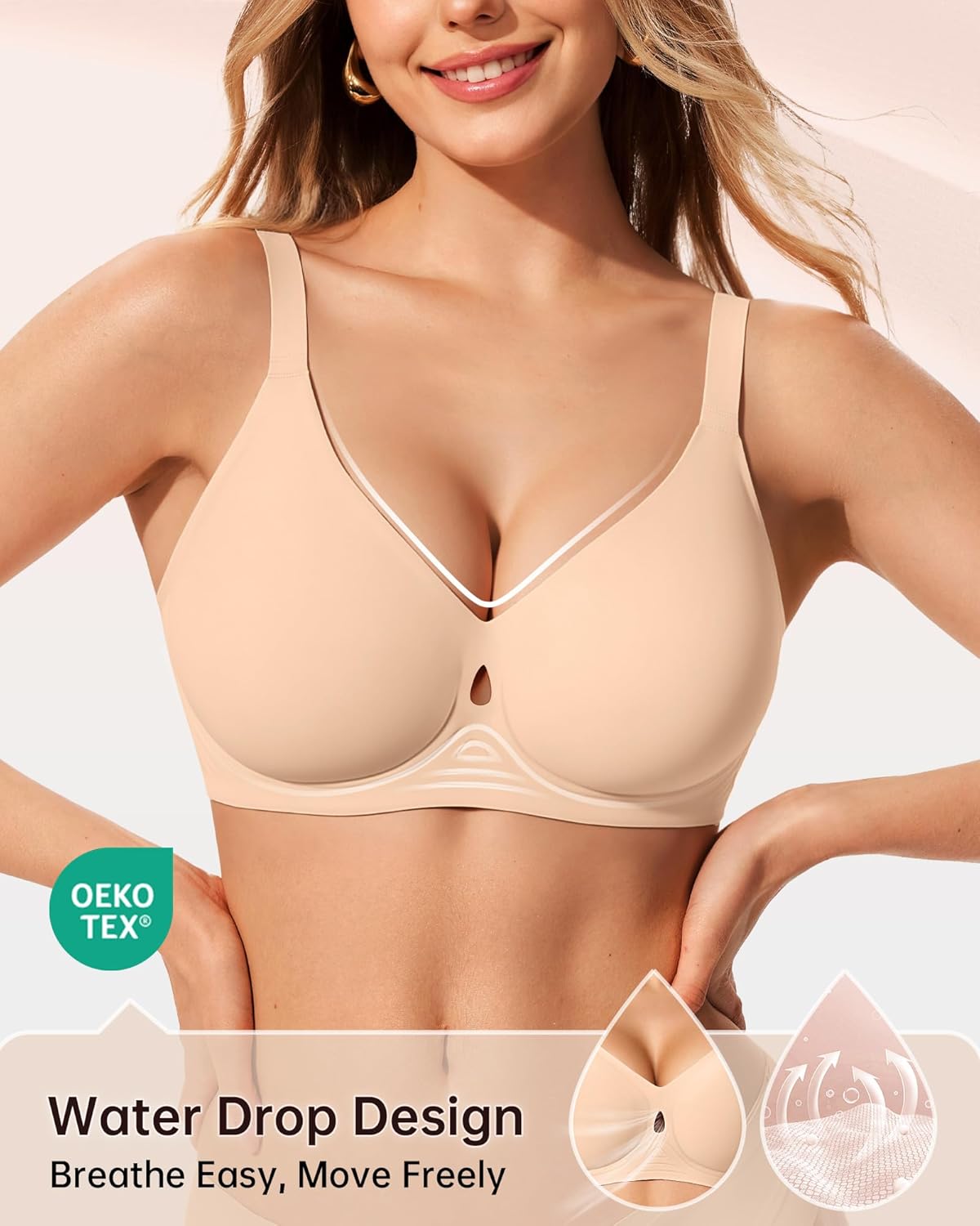 LetsJoli Wireless Bras for Women No Underwire Jelly Bras Seamless Push Up Full Coverage Bralettes Comfortable Everyday Bra
