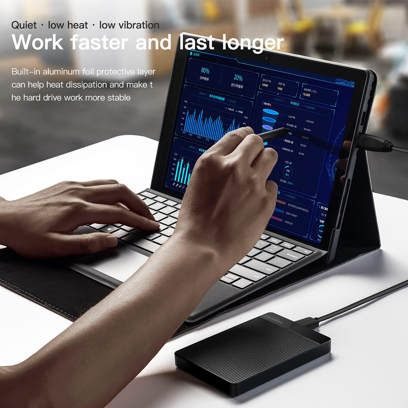 UnionSine 1TB Ultra Slim Portable External Hard Drive HDD-USB 3.0 for PC, Mac, Laptop, PS4, Xbox one, Xbox 360-(Black)