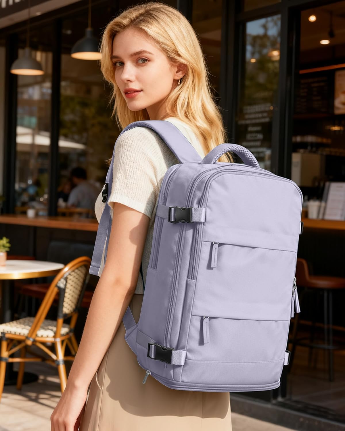 Carry On Backpack Personal Item Travel Backpack For Women Airline/Flight Approved Waterproof Sports Luggage Casual Daypack Small Hiking Backpack Purple