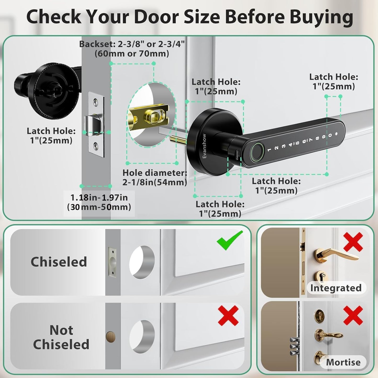 Smart Door Lock with Knob, Keyless Entry Door Locks with Handle, Fingerprint Door Knob for Bedroom/Front Door/Apartment,Generate Passcode Remotely Black