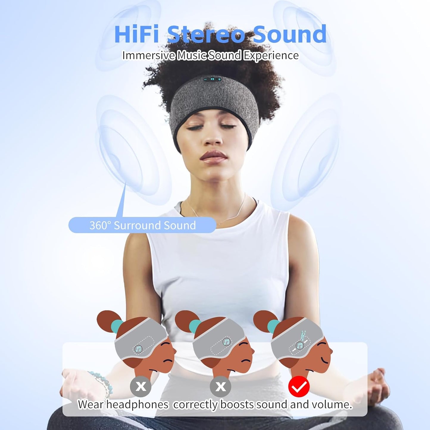 2 Pack Sleep Headphones Bluetooth 6.0 Headband, 20Hr Headband Headphones with HD Stereo Speakers, Sports Wireless Earphones for Side Sleepers Workout Yoga Travel Meditation, Gifts for Women Men