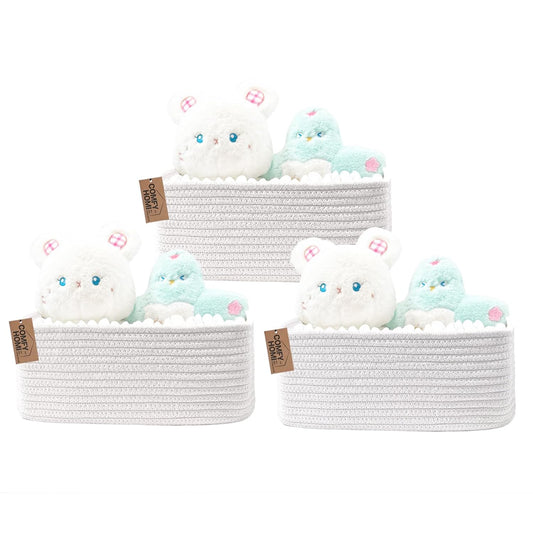 COMFY HOMI 11.5"x7.5"x4.7" Storage Baskets for Organizing | Cotton Rope Woven Basket | Toy Storage Bin Box | Basket for Shelves, Closet Organizer Bin, Decorative Closet Shelf, 3 Pack,