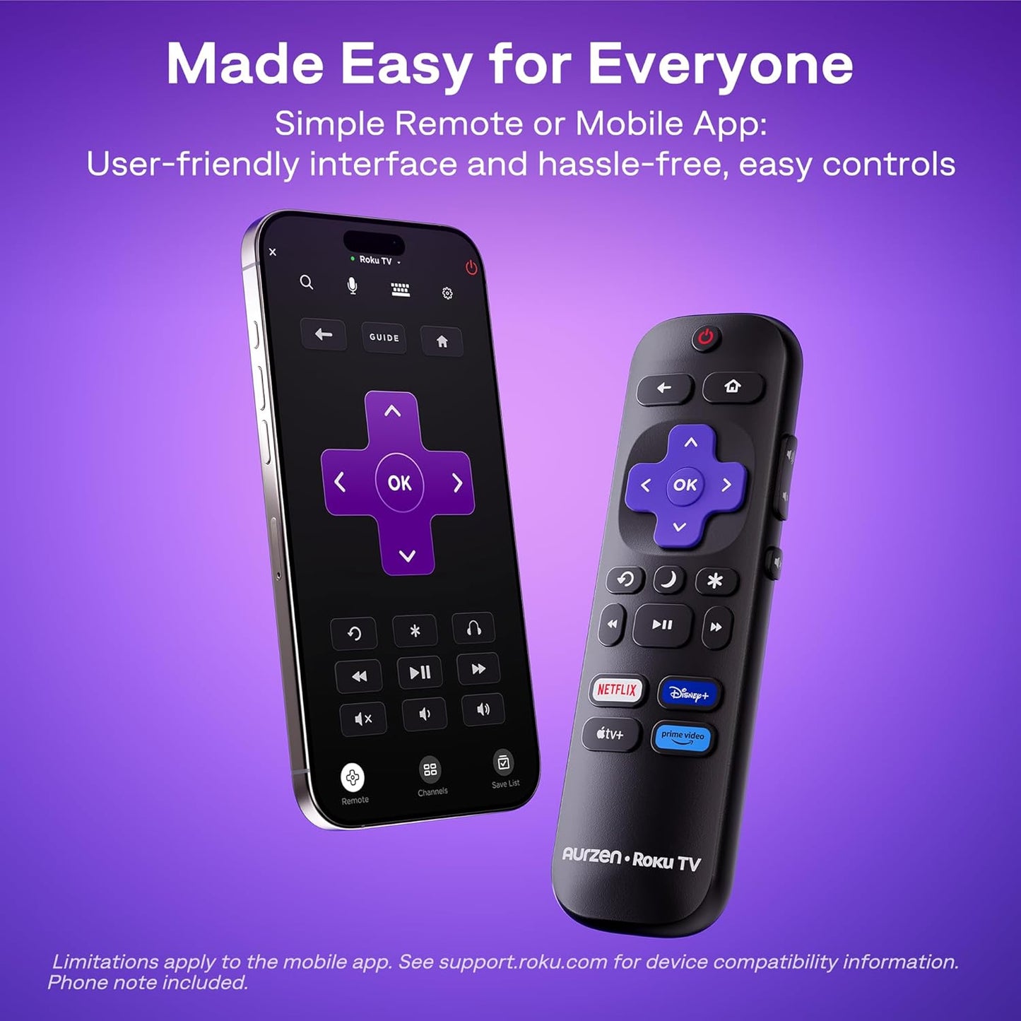 Aurzen Roku TV Smart Projector with Wifi and Bluetooth, Roku TV Built-in, 1080P FHD, DoIby Audio, Auto Focus & Keystone, Zoom, Movie Portable Outdoor Mini Projector for Soccer Football Game, White