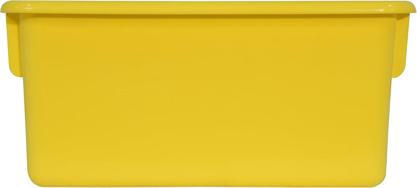 Wood Designs Cubby Storage Bin, Heavy Duty Plastic Containers for Kids Yellow Cubby Tray Set of 12