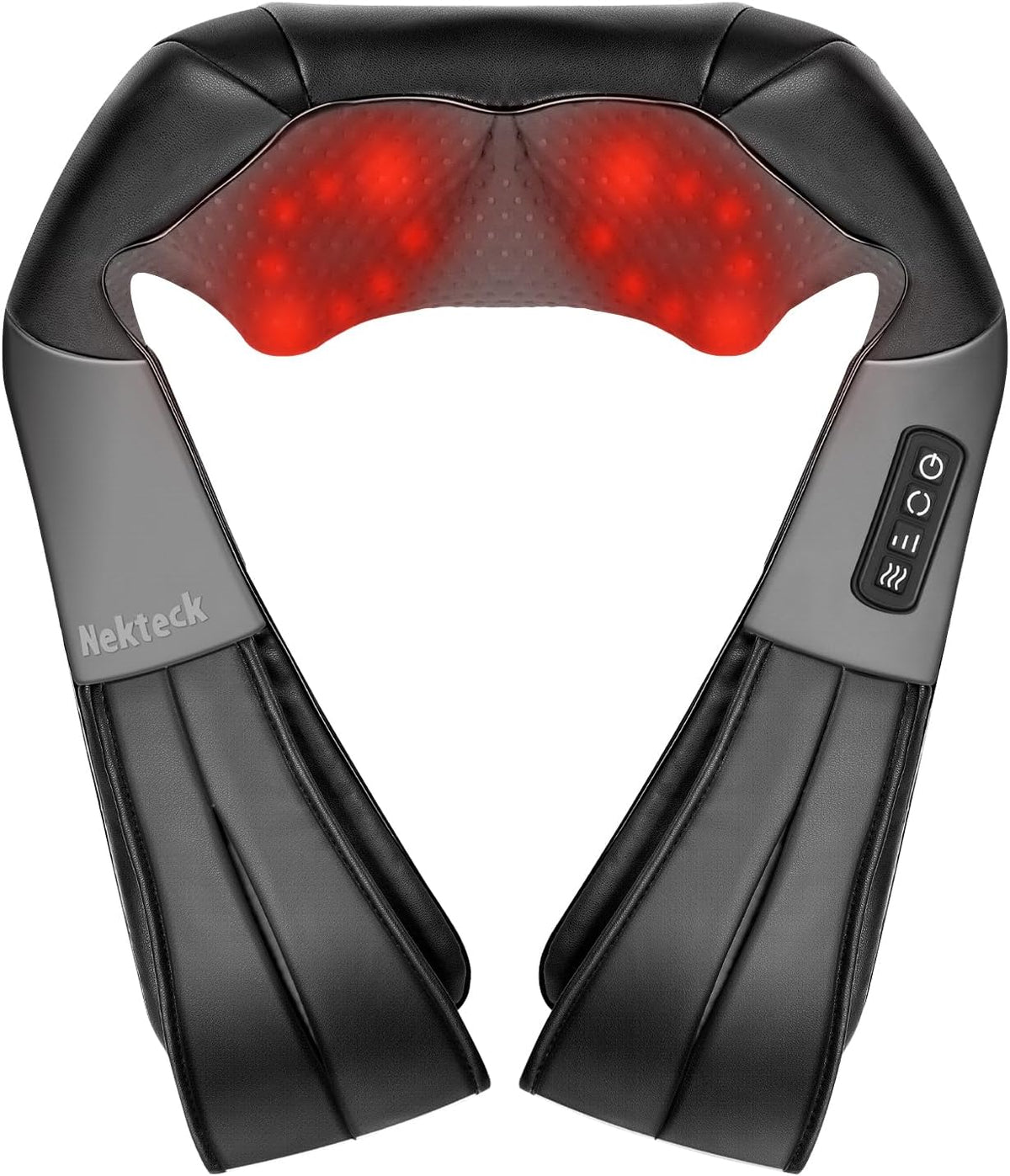 Nekteck Shiatsu Neck Massager with Heat for Pain Relief, NOT Cordless | 2026 Upgraded 3D Back Shoulder Kneading Massage Pillow, 3 Intensity Speeds Deep Tissue, Relaxation Gifts for Men Women, Black