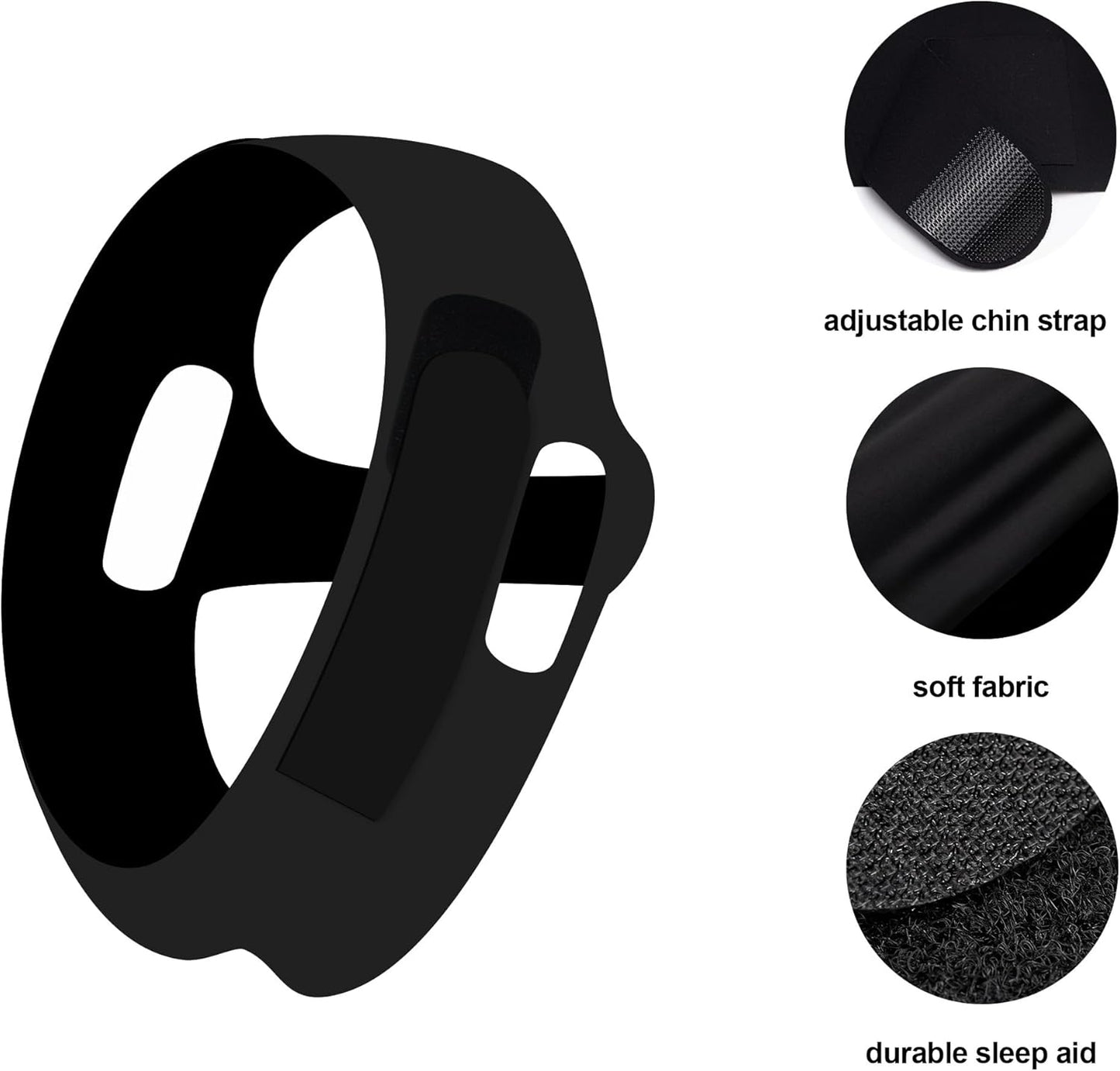 Anti Snoring Chin Strap for Sleeping – Adjustable, Breathable & Comfortable Snore Stopper Device for Men & Women – Effective Mouth Tape Alternative for Better Sleep & Apnea Relief (Black)
