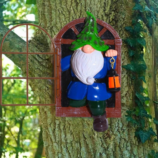 vomiceak Whimsical Fairy Garden Gnome Statue, Tree Faces Decor Outdoor -5.9 Inch, Funny Garden Tree Decoration,Ideal Patio Yard Lawn Porch Decoration