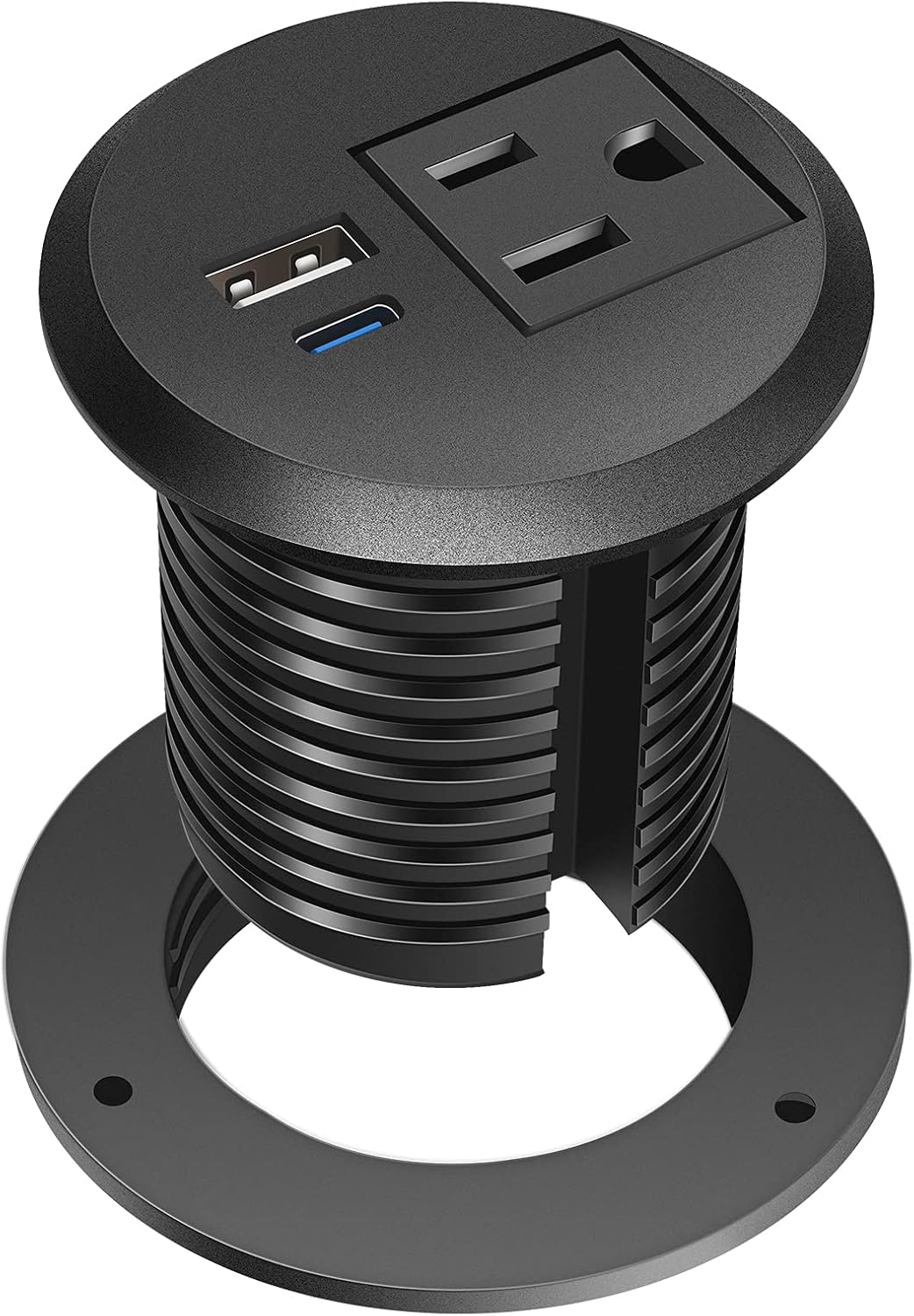 Desktop Power Grommet, 2 inch, USB C PD 20W Fast Charging Station, Desk Hole Outlet,ETL Listed (2, 6 FT Cable)