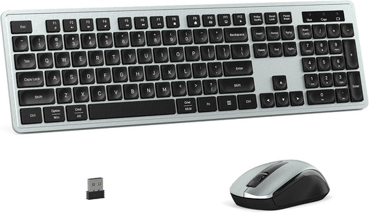 MPTOG Wireless Keyboard and Mouse Combo for PC and Laptop (Gray)