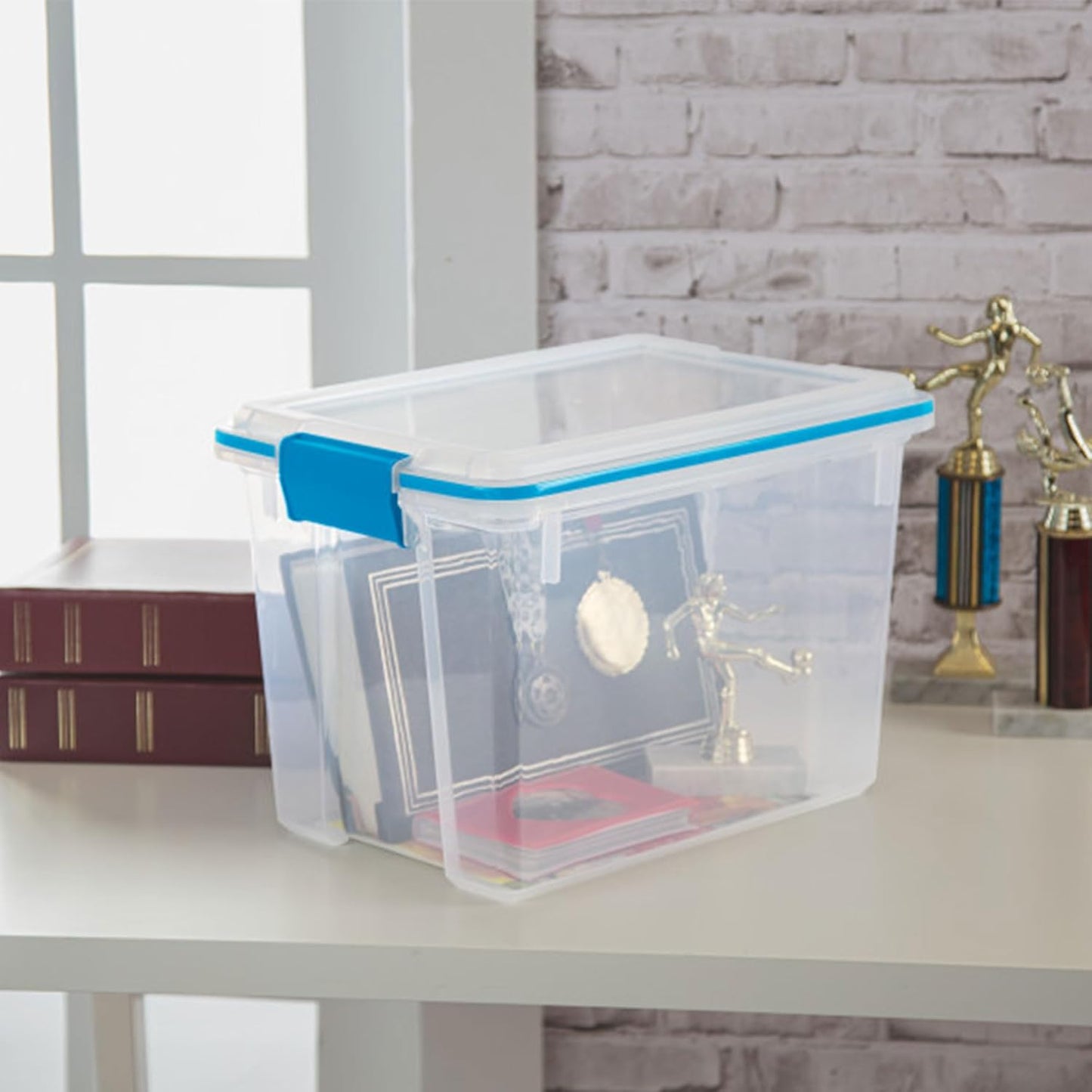 Sterilite Gasket Storage Box with Lids for Home & Office, 20 Quart, 18-Pack