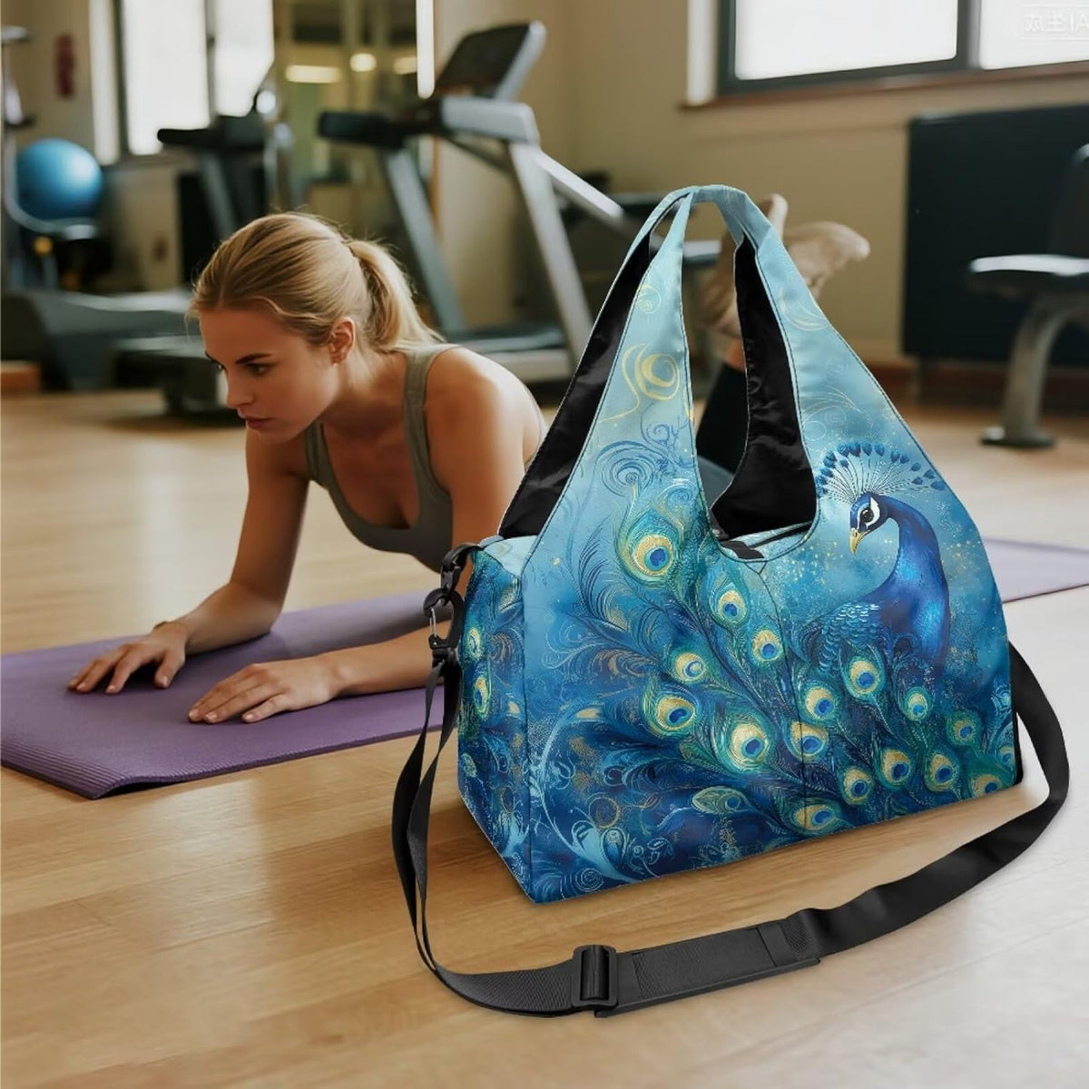 Yoga Mat Bag for Men Women Canvas Yoga Mat Carrier Take In Out Mat Easily for Beach Swim Bags Pool Sports Gym