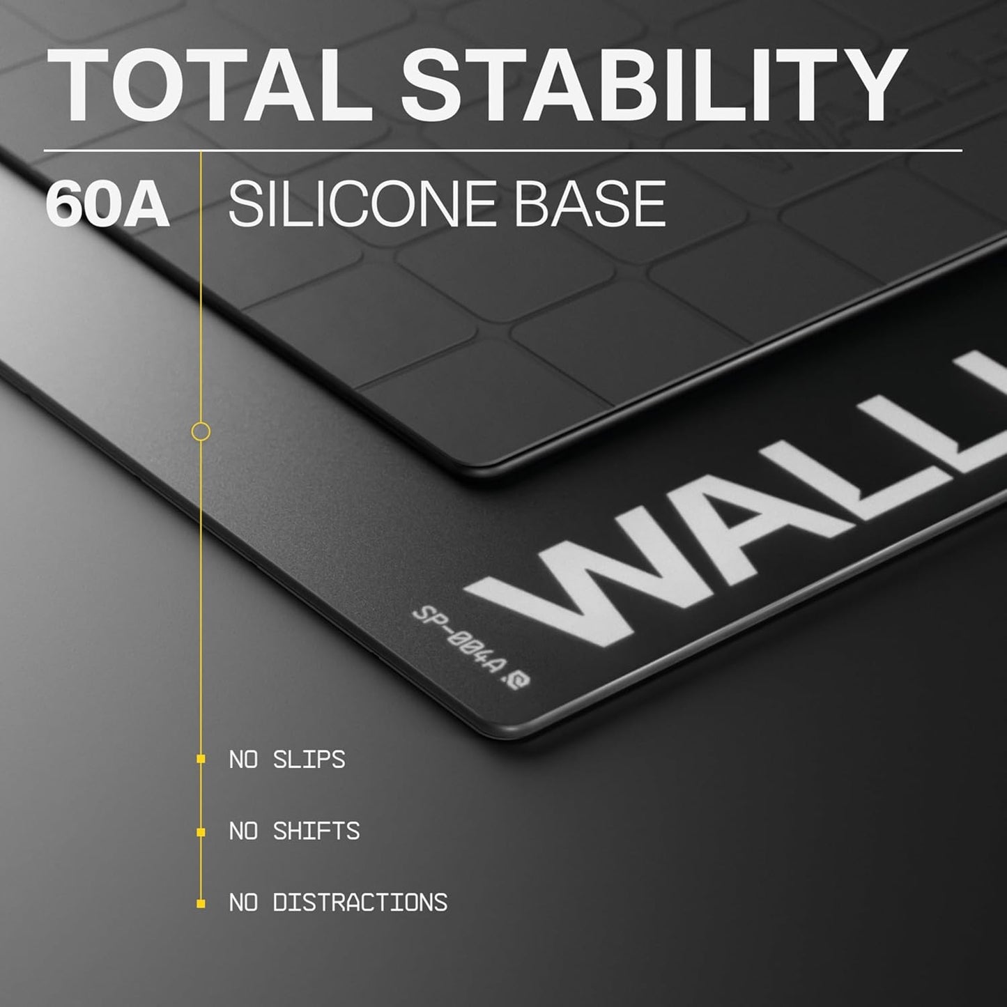 Wallhack SP-004A Glass Mouse Pad 15.4" x 17.7" Tempered Glass Mousepad for FPS & Esports Gaming, Compact Precision Surface, Smooth Tracking & Non-Slip 60A Silicone Base for Small Desk Setups, Black