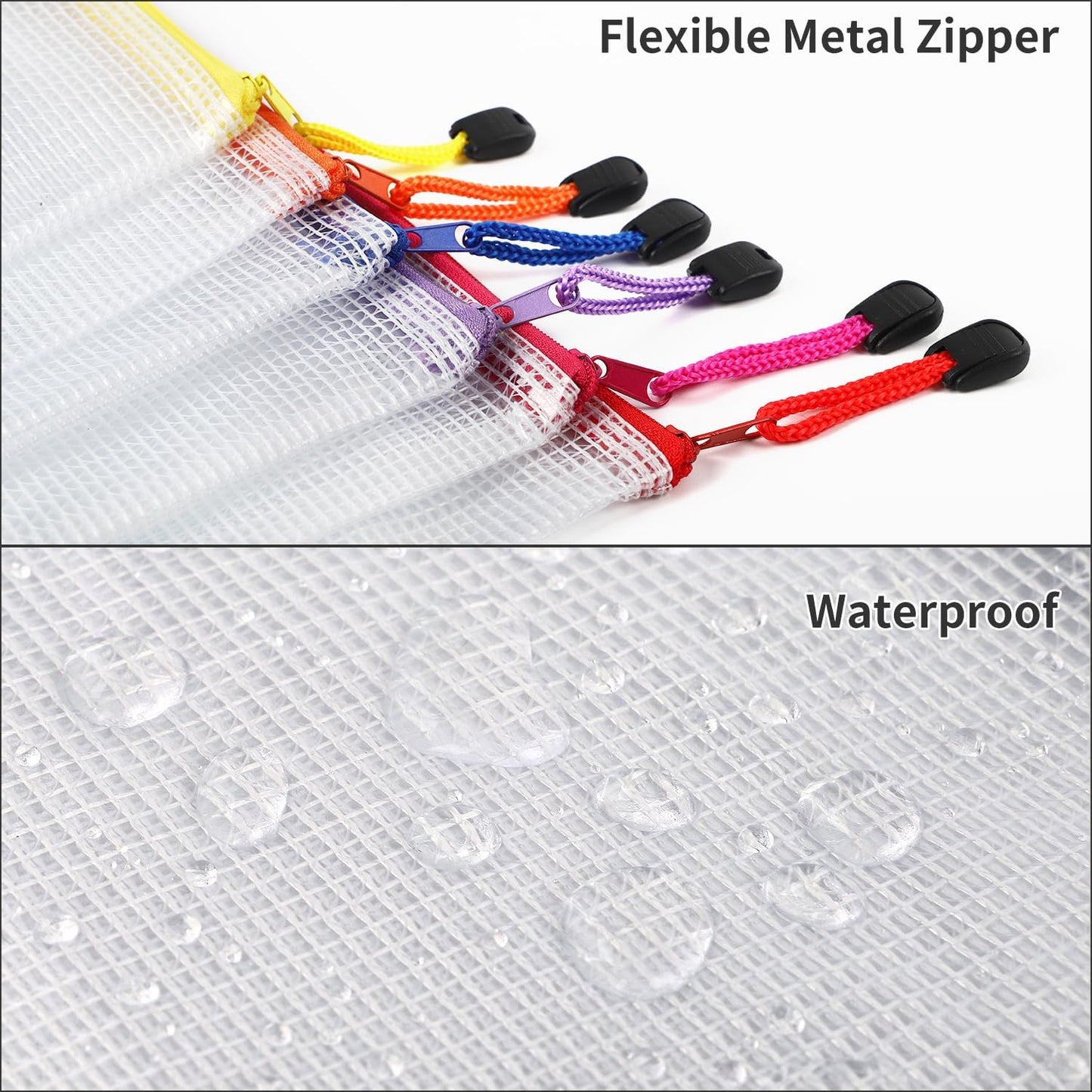 EOOUT 30pcs Mesh Zipper Pouch Bags, 8 Sizes Plastic Zipper Bags, 8 Colors Waterproof Zipper Pouches for Organization, Multipurpose for Travel, School Supplies, Office Appliances and Home Organization