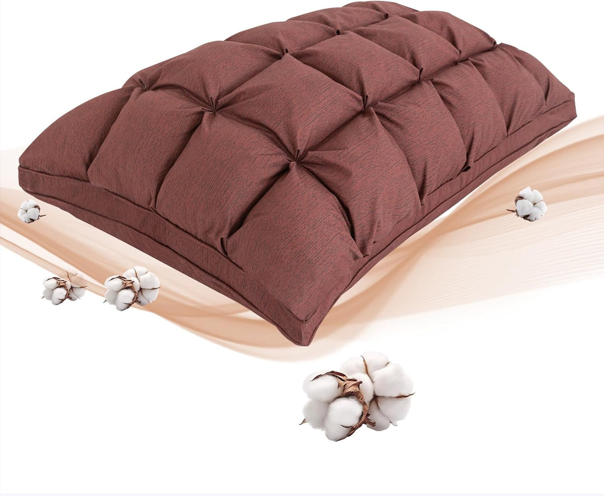 YOUR MOON Soft Pillows Quuen for Sleeping, Support Bed Pillows, Fluffy Down Alternative Pillow, Luxury Hotel Gel Standard Pillows for Side Sleeping (Brown)