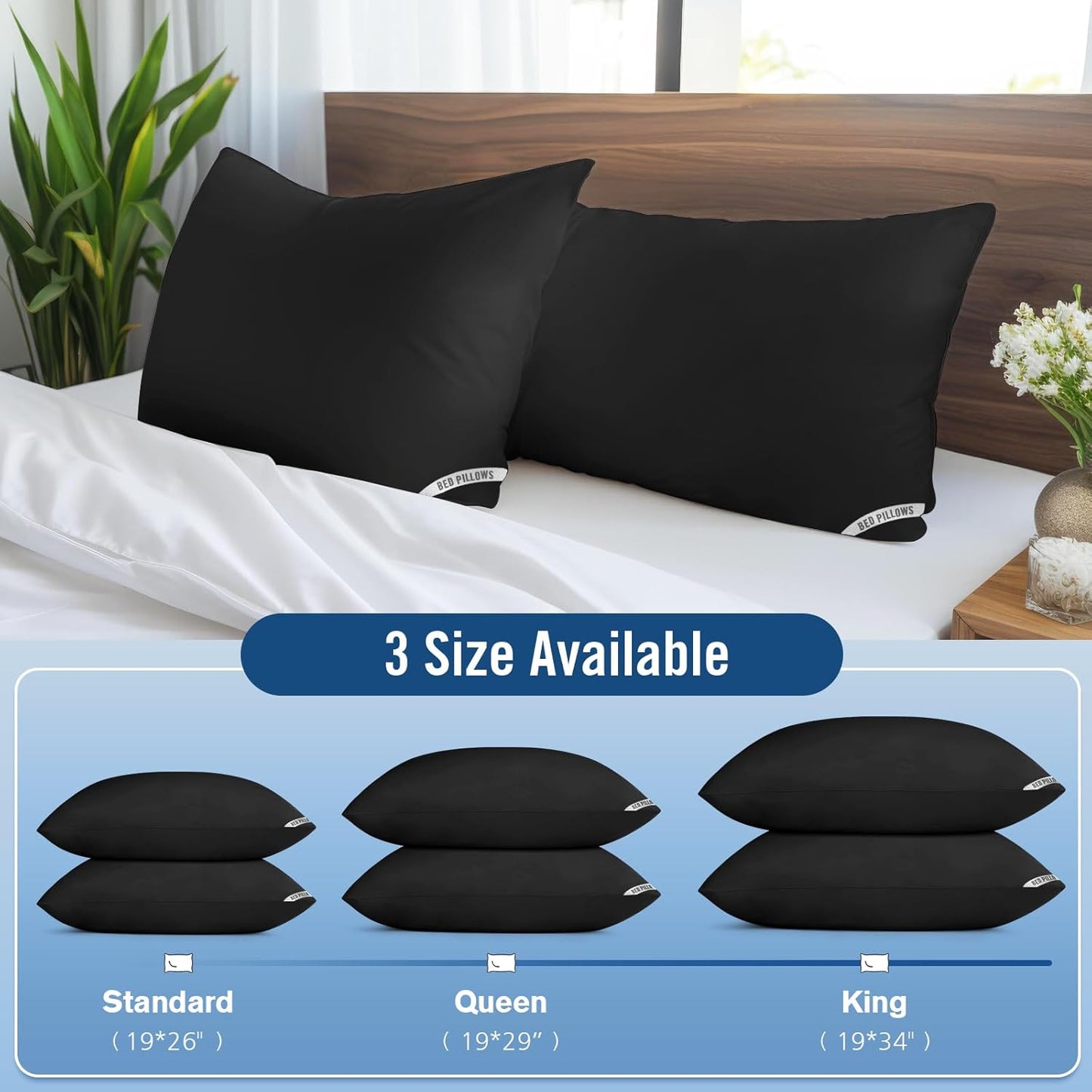 Piwaal Luxury Hotel Pillows for Sleeping 4 Pack,Bed Pillows Standard Size Set of 4,Down Alternative Filling,Pillows for Back,Stomach or Side Sleepers
