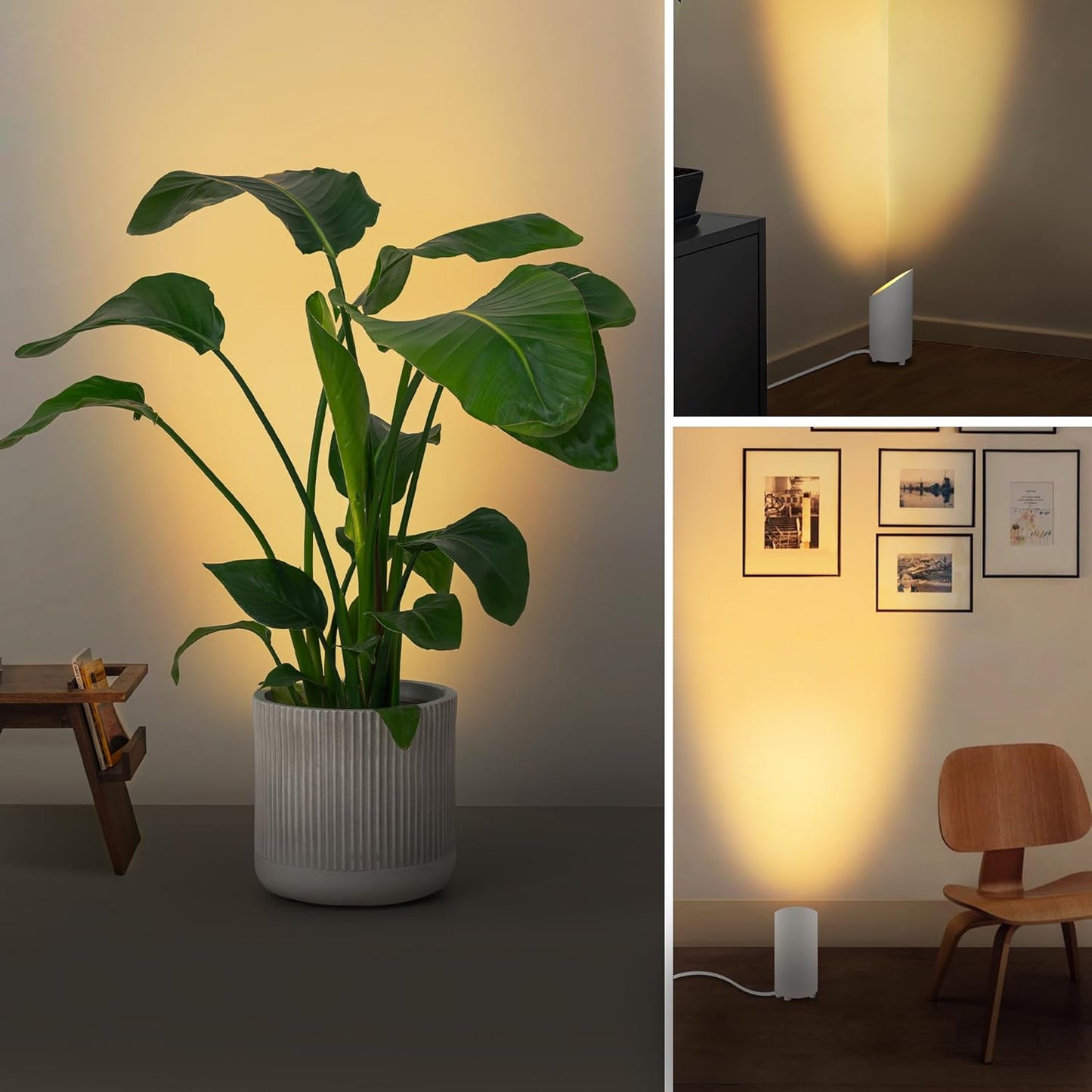 SUNVIE 2 Pack Uplighting Indoor Floor Can Light, 5W Up Lights with 2700K LED GU10 Bulbs, Uplights Floor Spot Lights Indoor for Home Accent Lighting, 5.9 FT Plug Cord & Foot Switch
