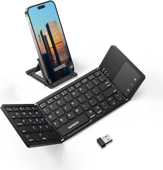 Samsers Foldable Bluetooth Keyboard with Touchpad, Ultra Slim Compact,Black