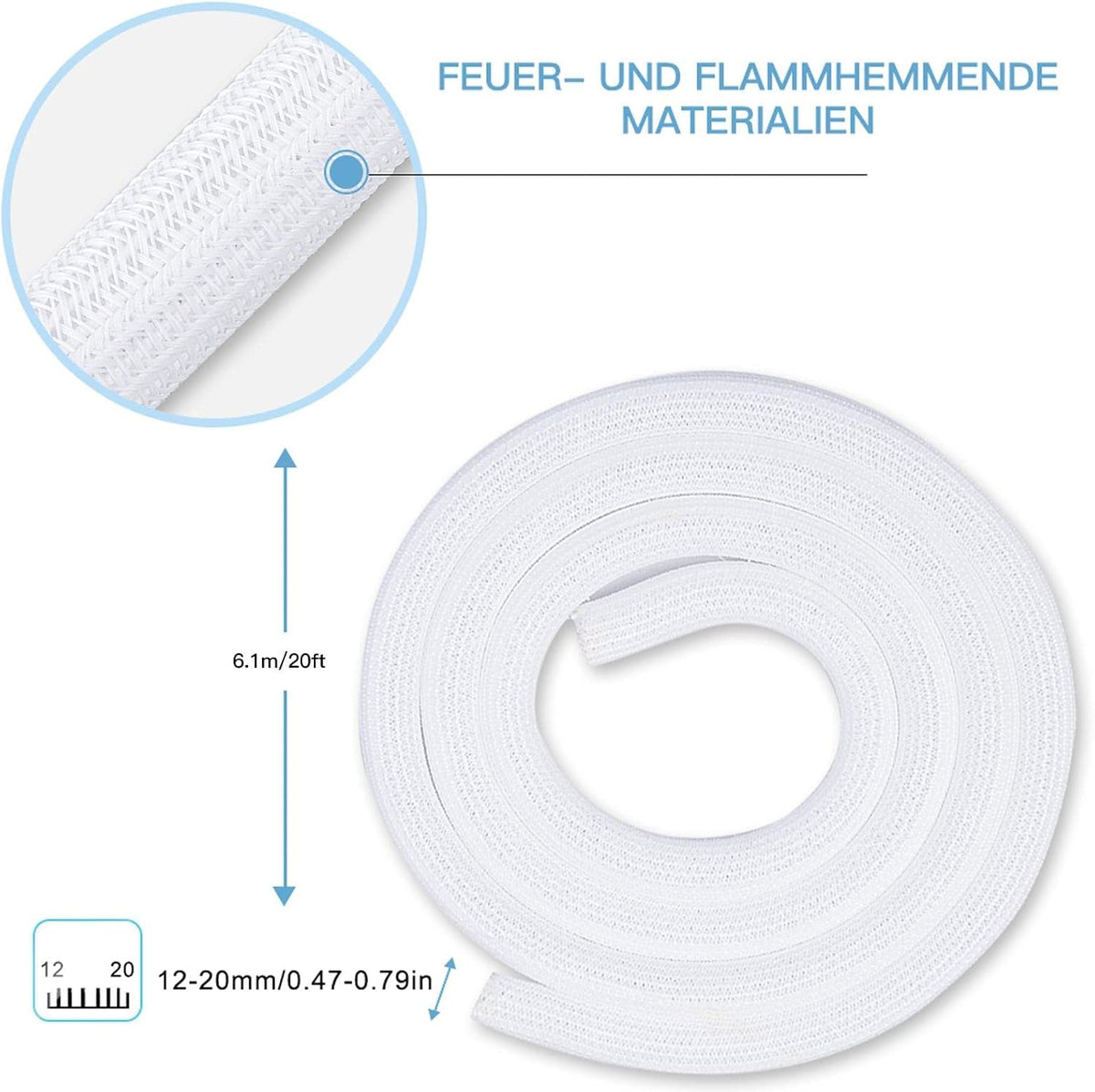 AGPTEK Cable Sleeve, 20ft - 4/5 inch Cable Management Cord Hider, White
