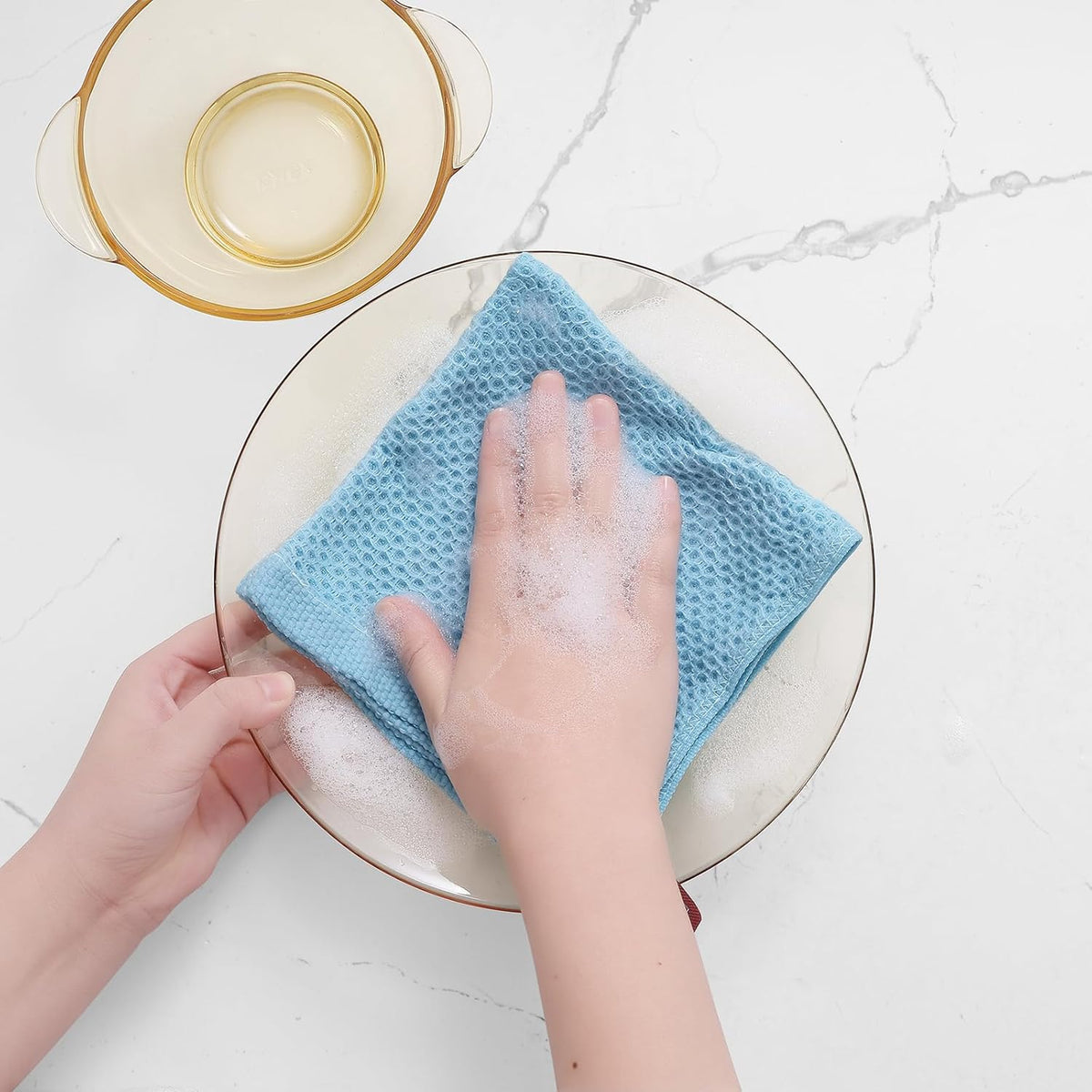 Homaxy 100% Cotton Waffle Weave Kitchen Dish Cloths 12-Pack, Sky Blue