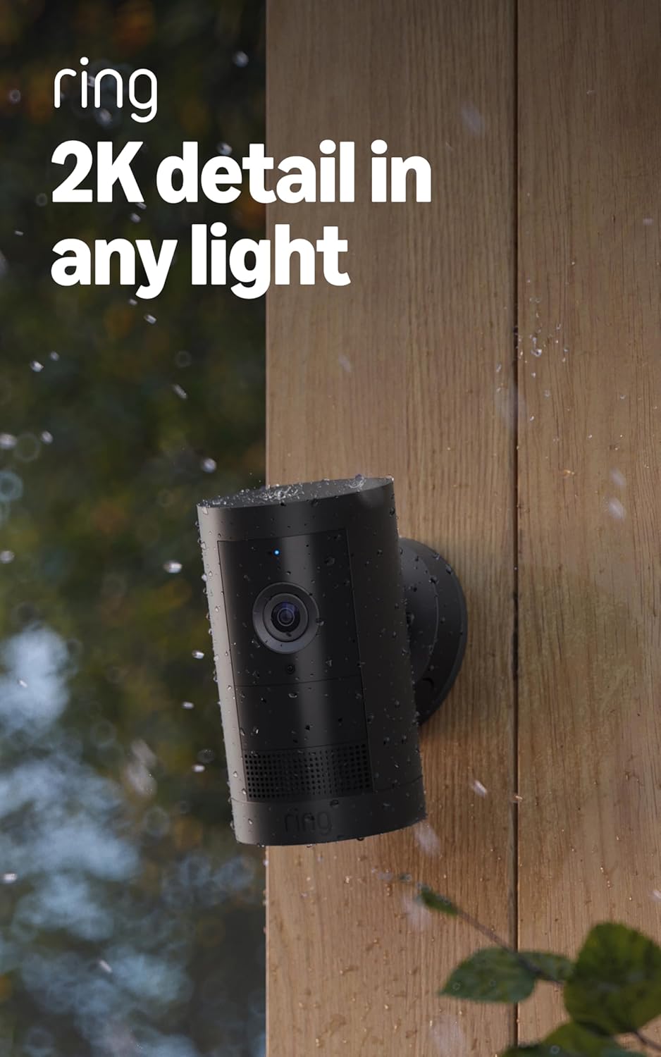 Ring Outdoor Cam Plus, Battery (newest model), Home or business security, Wide-Angle 2K Video with Ring Vision, Low-Light Sight for full-color night vision, Mount-Anywhere Versatility, White