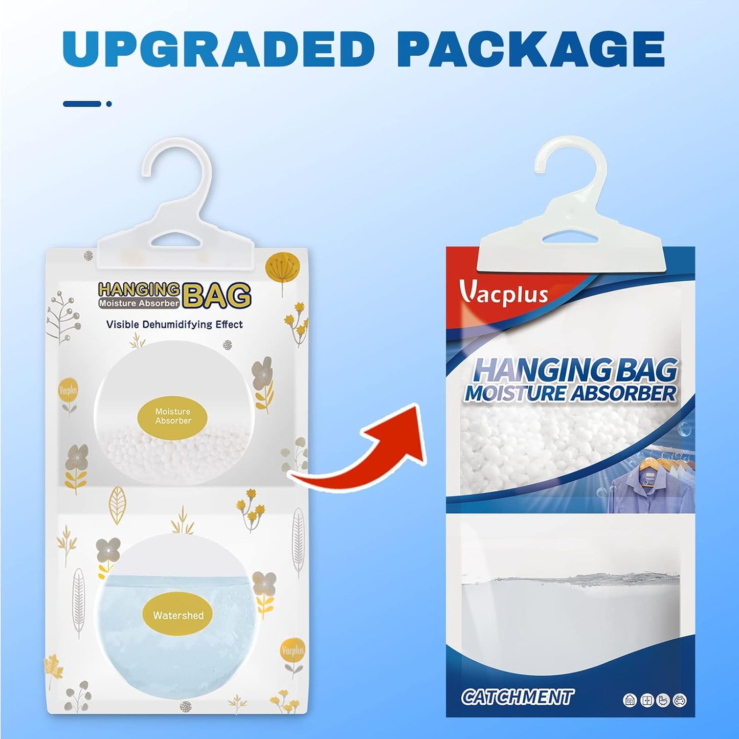 Vacplus Moisture Absorbers Packets, Fragrance Free 20 Pack, Humidity Packs, Dessicant Packets, Hanging Closet Dehumidifier Bags, Odor Eliminator for Bathroom 9.8OZ