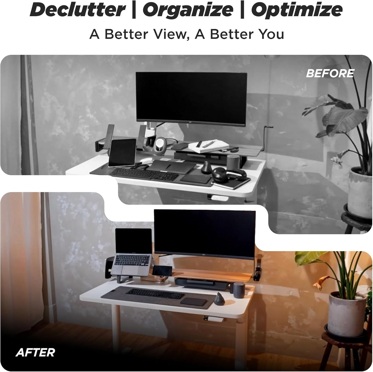 ULTRARM Moodular Wooden Monitor Stand 45.6” (116cm) Large Desk Organizer with Metal Slide Rails for Drawer, Tray, Laptop, Tablet, Phone & Headphones Customizable Riser for Organized Workspace Oak