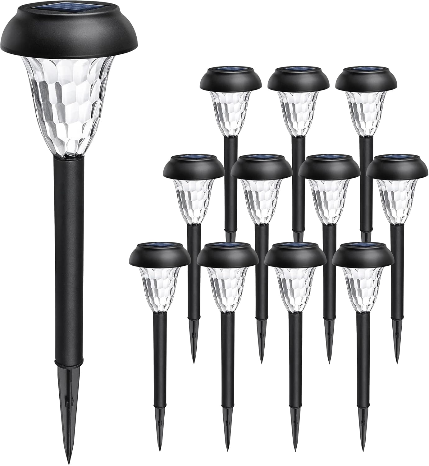 GIGALUMI 12 Pack Solar Lights Outdoor Waterproof, Cool White Pathway Lights Solar Powered, Landscape Lighting, Solar Garden Light for Decor, Patio, Garden, Yard, Pathways, Walkways