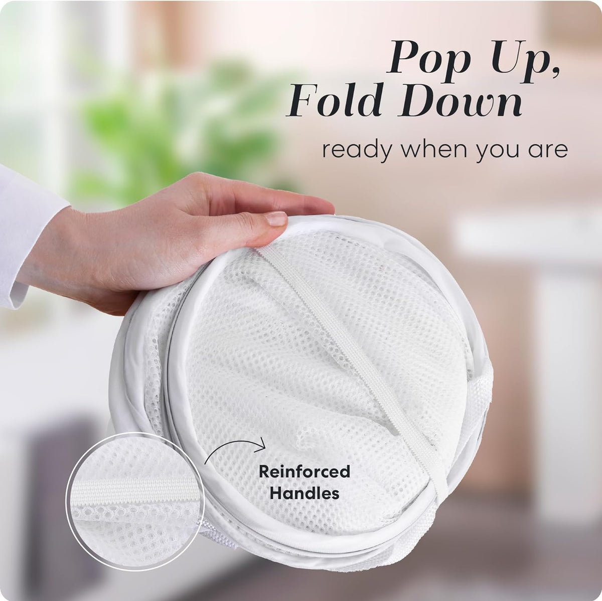 Handy Laundry Mesh Pop Up Laundry Hamper Foldable Basket 2-Pack