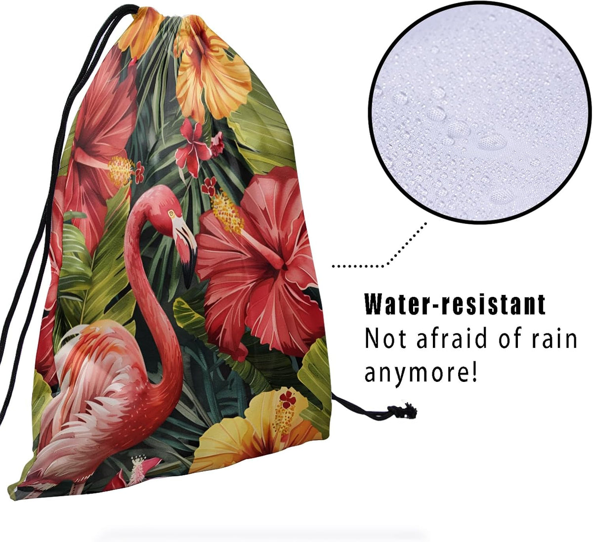 Giwawa Colorful Gymnastic Grip Bag for Flamingo Lover Summer Flowers Drawstring Bag Adjustable