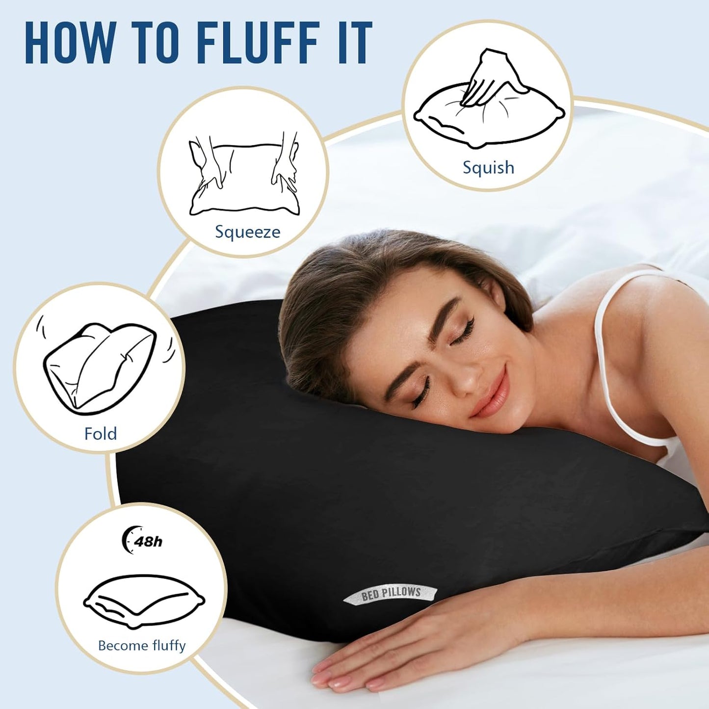 Piwaal Luxury Hotel Pillows for Sleeping 4 Pack,Bed Pillows Standard Size Set of 4,Down Alternative Filling,Pillows for Back,Stomach or Side Sleepers