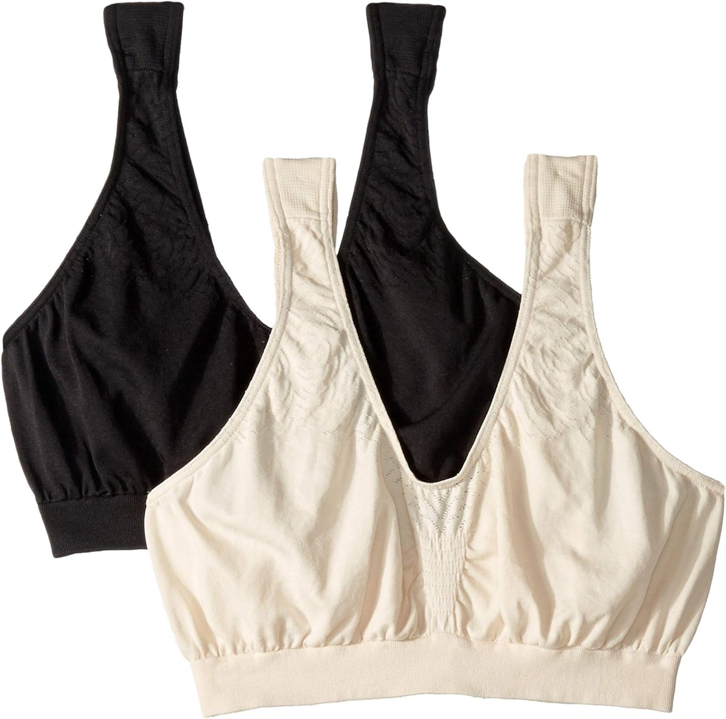 Bali Women's Microfiber Bralette Pack, Comfort Revolution Seamless T-Shirt Bra, Crop Top Bralette, 2-Pack