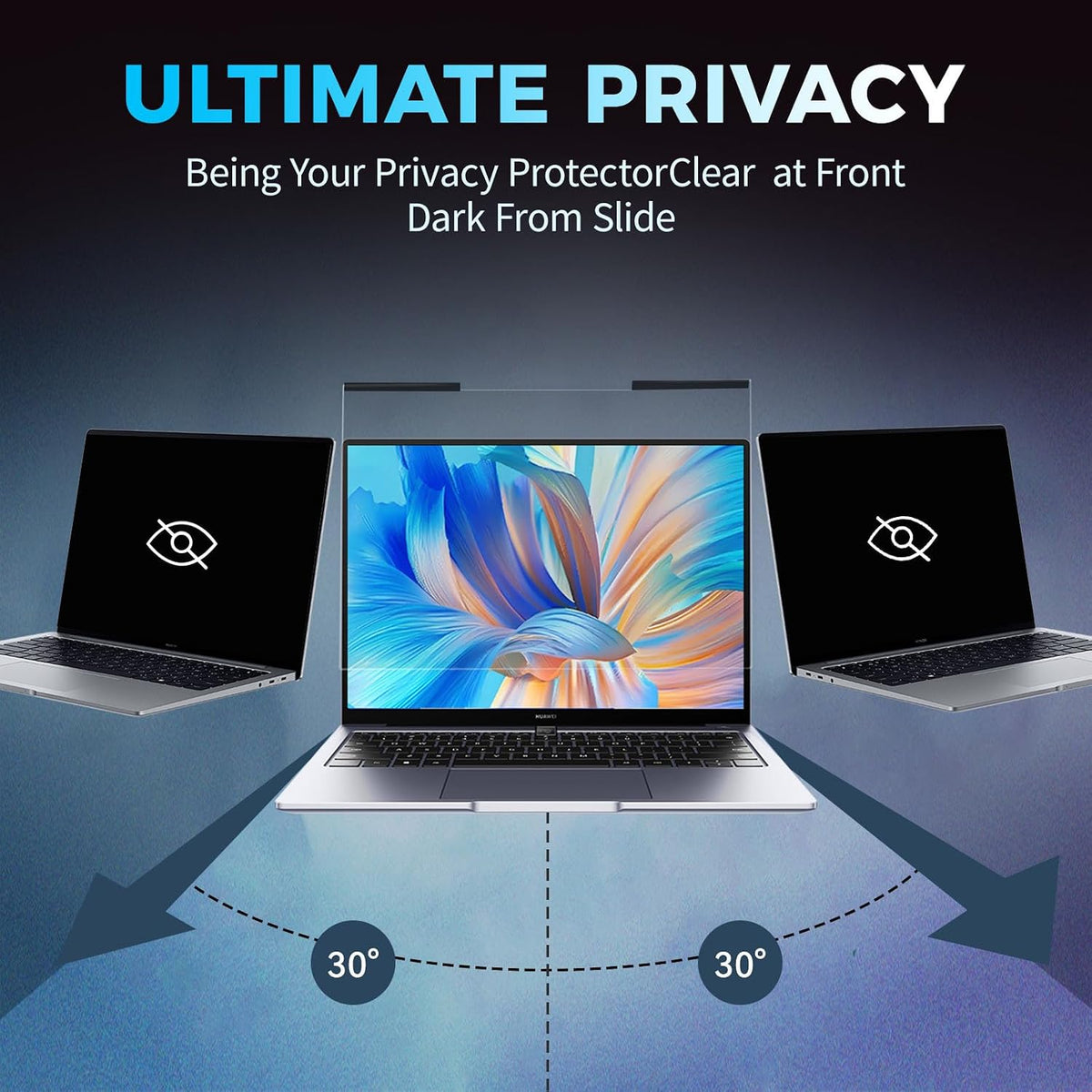 Magnetic Laptop Privacy Screen Filter 15.6 inch for 16:9 Widescreen Computer Monitor, Removable Anti Blue Light Privacy Shield, Anti-Glare Protector