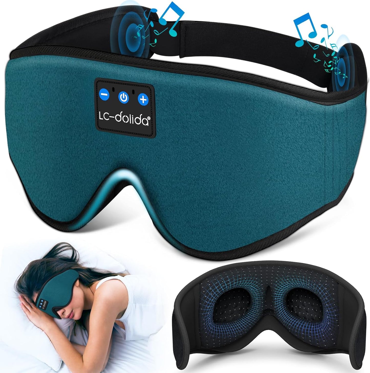Sleep Mask with Bluetooth Headphones,LC-dolida Sleep Headphones Bluetooth Sleep Mask 3D Sleeping Headphones for Side Sleepers Best Gift and Travel Essential (Classical Pink)