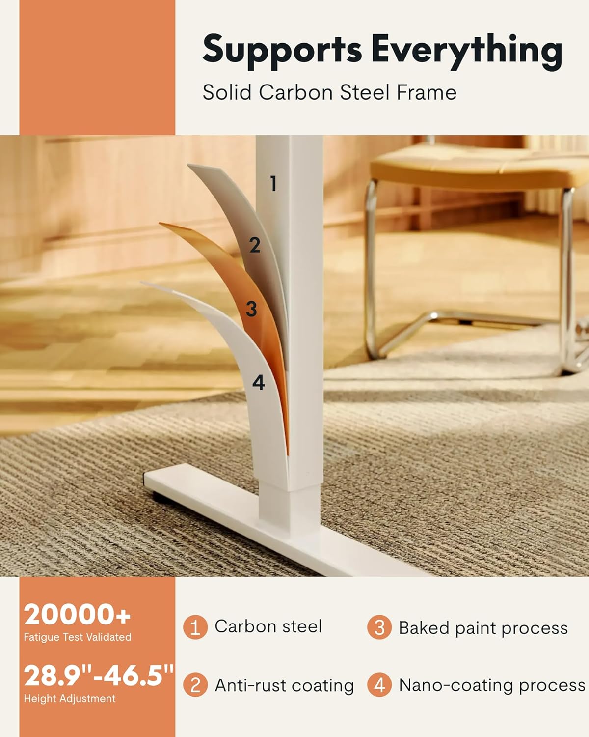 FLEXISPOT EN1 One-Piece Standing Desk, Electric Adjustable with 4 Memory Presets, 176 LBS Capacity, Stable & Quiet, Seamless Desktop for Home Office & Dual Monitors, 48"x24" White(White Frame)