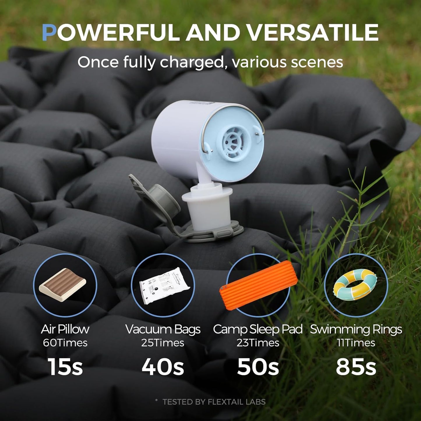 FLEXTAILGEAR Portable Air Pump for Inflatables, 2.82oz Classic Tiny Air Pump, Rechargeable Electric Air Pump to Inflate Deflate for Camping Gear Pool Floats Air Mattress