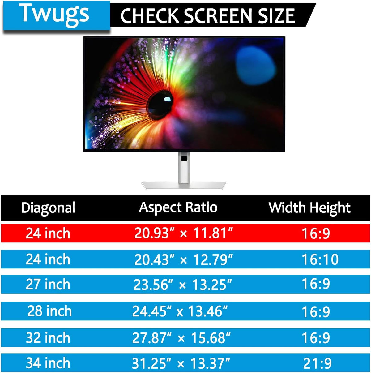 [2 Pack] 24 Inch Computer Privacy Screen for 16:9 Widescreen Monitor
