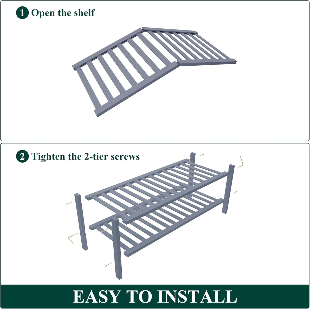 Smiry Bamboo Shoe Rack for Closet, 2 Tier - 26.77" Wide, Grey