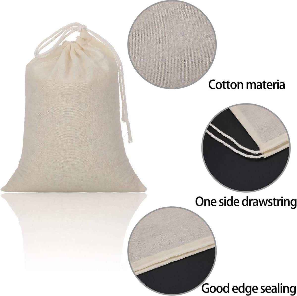 Tatuo 50 Pcs Muslin Bags 6 X 8 Inches, Cotton Drawstring Pouches Party