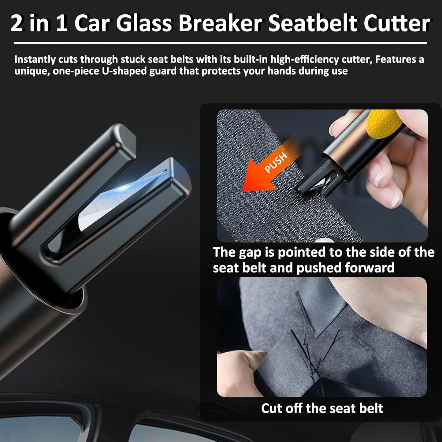 smosun Safehammer - 2026 Upgraded Safe Hammer Glass Breaker Under Water, Car Hammer Seatbelt Cutter Window Breaker Emergency Escape Tool, Safehammer Glass Breaker for New Cars (3PCS)