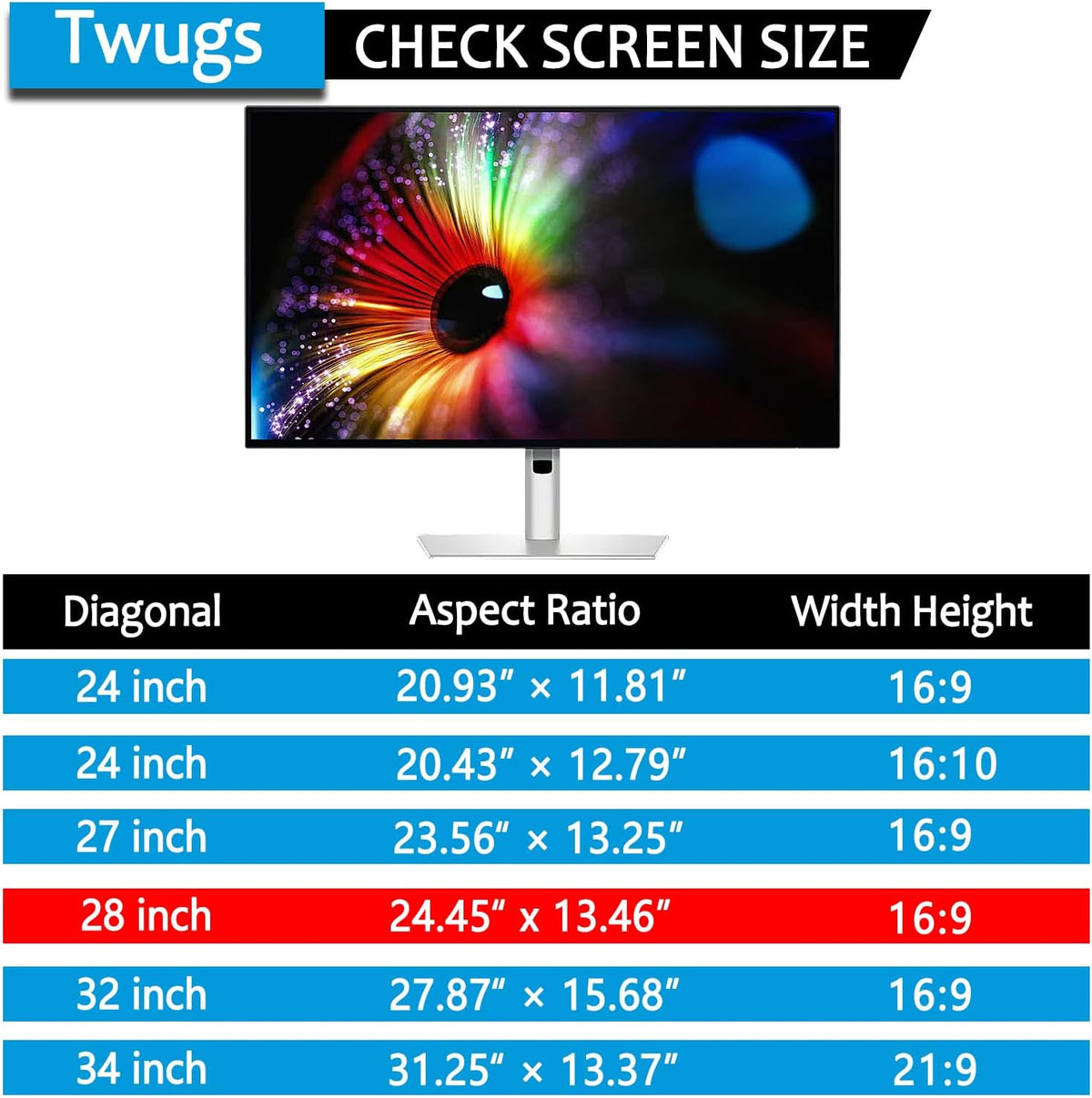 [2 Pack] 28 Inch Computer Privacy Screen for 16:9 Widescreen Monitor, Anti-Glare Privacy Filter, Removable Anti-Scratch Anti-Spy Screen Protector