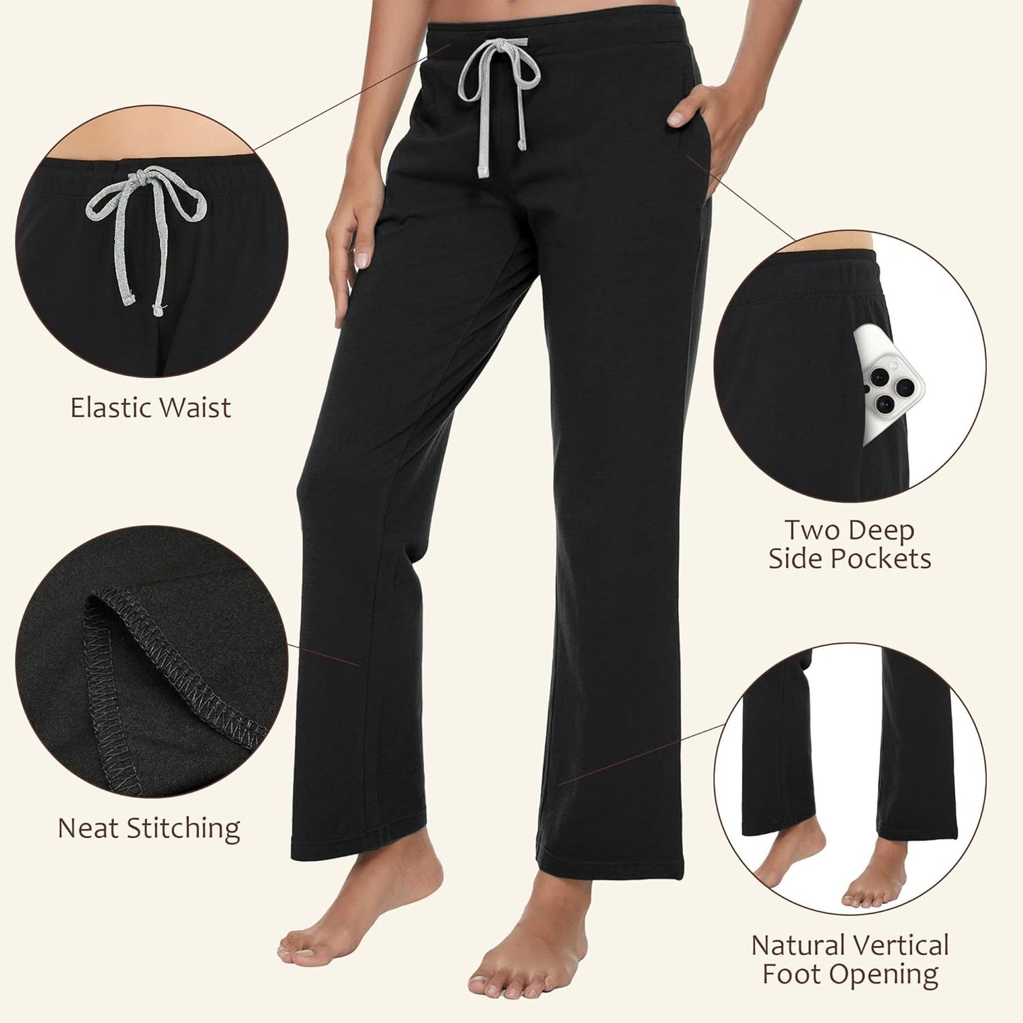 U2SKIIN Pajama Pants for Women Soft, Cotton Comfortable Womens Lounge Sleep Pj Bottoms for Women